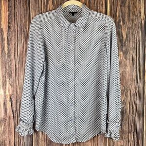 Women’s Who What Ware Blue & Black Top W/ Cuff Ruffle Details (Size S)